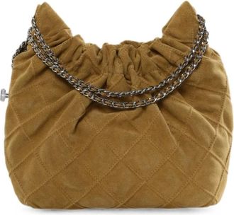 Tory Burch Tassen, Dames, Grijs, ONE Size, Su&egrave;de, Fleming Mini Suede Leather Hobo Bag