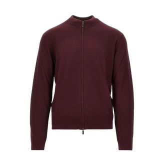 Emporio Armani C&aacute;rdigan de punto acanalado con cremallera - Knitwear - Hombre - Rojo - 2XL