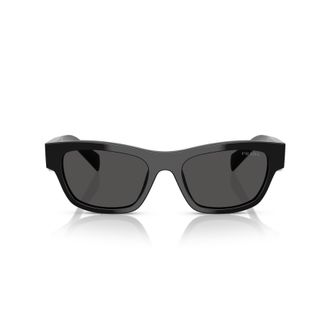 Prada 0pr B09s Bold Rectangular Frame Black Acetate Sunglasses