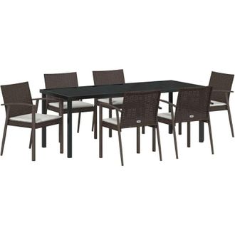 vidaXL Conjunto De Comedor De Jard&iacute;n 7 Pcs Marr&oacute;n Polirat&aacute;n Vidaxl