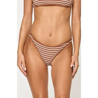 L*Space Suzi Textured Stripe Bikini Bottoms in Brown Sugar at Nordstrom Rack, Size X-Large