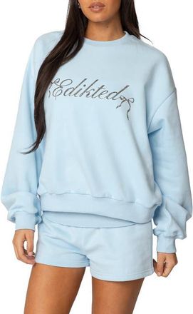 Edikted Super Edikted Oversize Crewneck Sweatshirt in Light-Blue at Nordstrom, Size X-Small