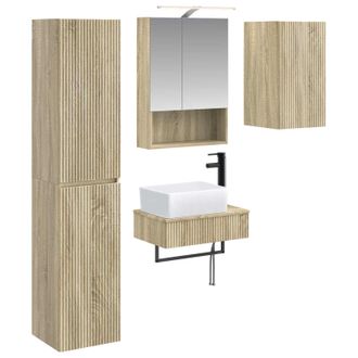 vidaXL Juego De Muebles De Ba&ntilde;o 5 Pcs Roble Sonoma Vidaxl