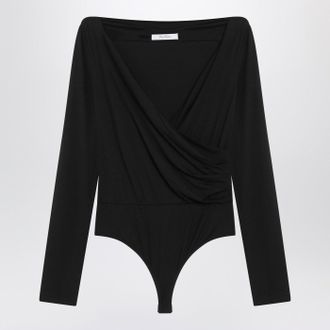 Max Mara Schwarzer Crossover-Body aus Stretch-Jersey