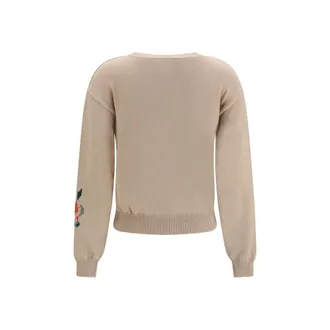 Max Mara Intarsia-Embroidered Cotton Cardigan - Beige