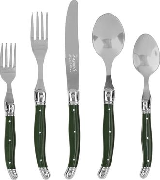 French Home Laguiole Connoisseur 20Pc 18/10 Stainless Steel Douglas Fir Flatware Set
