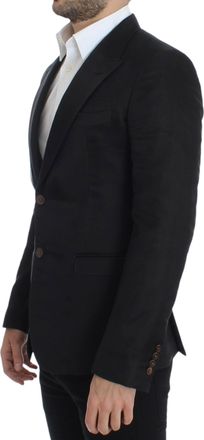 Dolce & Gabbana Mens Black Silk Slim Fit Blazer Cotton Clothing