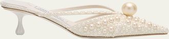 Jimmy Choo London Sana 51 Pearly Leather Mules