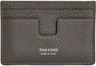 Tom Ford T-Line Soft Grain Leather Card Holder with Money Clip in Smoke Grey at Nordstrom
