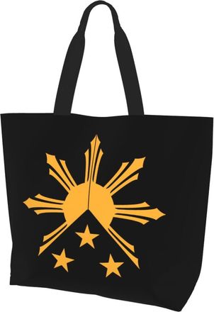 AOOEDM Philippines Filipino Sun And Stars Ladies Canvas Tote Reusable Shopping Bag