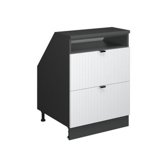 Vicco Armario De Cocina Para Techo Inclinado R-line, Ondulaci&oacute;n Blanca, 60 Cm Con 2 Cajones, Carcasa 60 Cm De Profundidad, Vicco