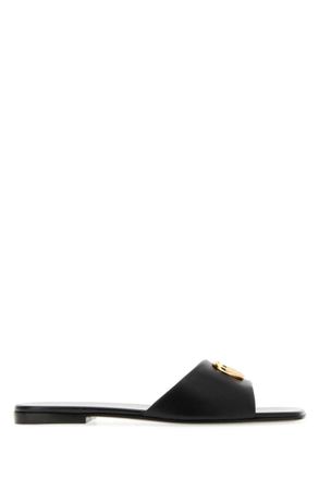 Gucci Black Logo Leather Sandals