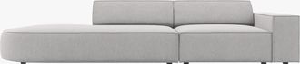 BLOOMINGLOFT 3-Sitzer Designsofa Jodie mit abgerundetem Ottomane links - Strukturstoff