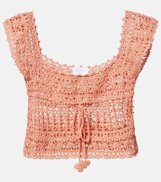 Anna Kosturova Top cropped Deauville in crochet di cotone