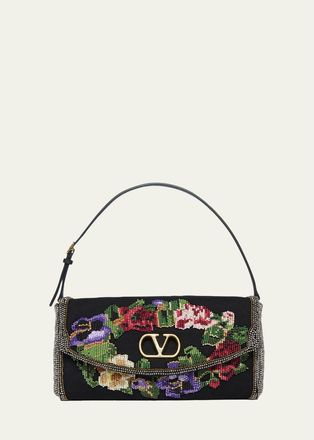 Valentino Garavani Floral Beaded Shoulder Bag