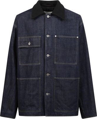Jil Sander Dropped Shoulder Denim Jacket With Wool Collar