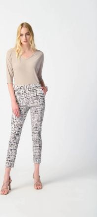 Joseph Ribkoff Abstract Print Pant In Vanilla/multi
