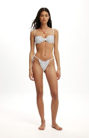 Cotton On Womens Side Tie Gathered Brazilian Bikini Bottom in Missy Spot White Wash at Nordstrom, Size X-Small