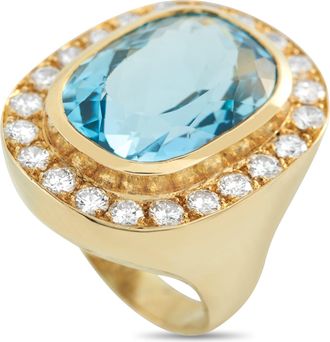Luxury Bazaar 18K Yellow Gold 2.10ct Diamond and Aquamarine Ring MF43-122325