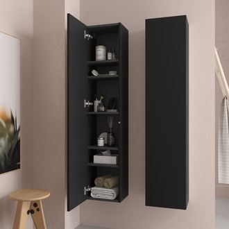 Cygnus Bath Salgar - Columna De Ba&ntilde;o Suspendida Bequia Negro Mate 140 X 30 Cm