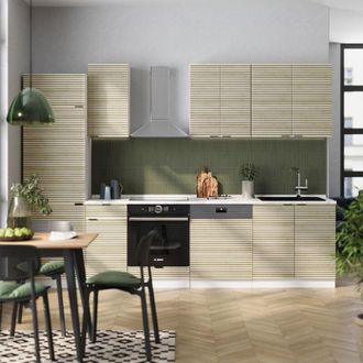Vicco Mueble De Cocina Fame-line, Panel Roble/blanco, 300 Cm, Et M&aacute;rmol, Vicco