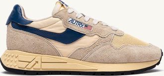 Autry REELWIND LOW SNEAKERS IN NYLON SUEDE AND LEATHER COLOR ECRU AND ENSIGN BLUE