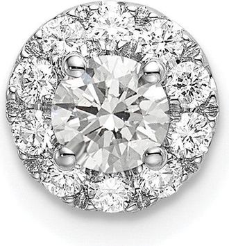Diamond2Deal 14K White Gold Lab Grown Diamond Round Halo Pendant (0.5ct, VS, G-H)