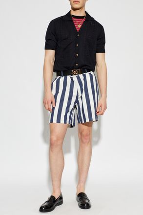 Versace T-shirt With A Striped Pattern, Mens, Red