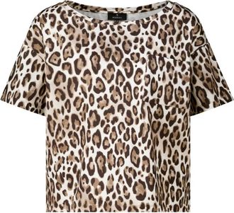 Monari T-shirt met luipaardprint - Dames - Tops - Veelkleurig - Maat: L Katoen