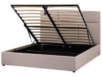 Beliani Cama matrimonial de tejido beige 160x200