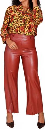 Lyss&eacute; Faux Vegan Leather Wide Leg Pant In Burnt Mahogany