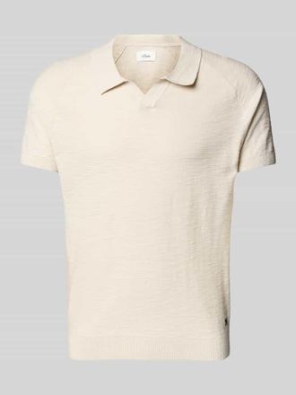 s.Oliver Red Label Regular Fit Poloshirt mit Flammgarnstruktur in Sand, Gr&ouml;&szlig;e L
