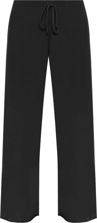 Purple Hanger New Womens Plain Wide Leg Casual Trousers Ladies Stretch Fit Tie Trim Palazzo Pants Plus Size Black Size 22 - 24