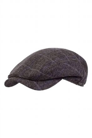 Wigens Mens Ivy Contemporary Wool And Cashmere Cap In Brown Herringbone Check