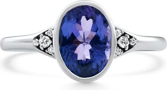 Pompeii3 1.64Ct Oval Tanzanite Diamond Ring 14k White Gold Lab Grown