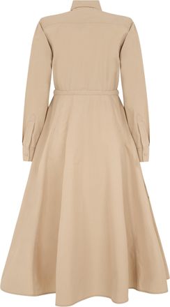 Moncler Womens Midi Chemisier Dress Poplin Beige Cotton