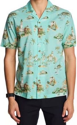 Paisley & Gray Island Print Camp Shirt in Green Summer Island at Nordstrom Rack, Size Xxx-Large