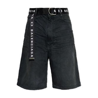 Balenciaga Belted Shorts - male - Balenciaga - Denim Shorts - Black - W32 - Shorts