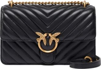 Pinko Love One Mini - Dames - Schoudertassen - Zwart - ONE Size - Leer - Tassen