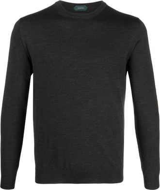 Zanone fine-knit crew-neck jumper - men - Virgin Wool/Polyamide - 46 - Grey