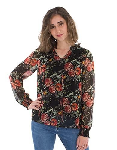 Tunique Coline Hiver Imprimé Fleuri - 100% Viscose, Coupe Ample, Manches Bouffantes, Lavage Main