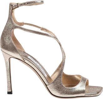 Jimmy Choo London Azia 95 Sandal in Platinum Metallic Leather