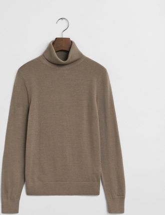GANT Women Extra Fine Merino Wool Turtleneck Sweater (XXL) TAUPE BEIGE