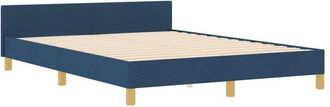 vidaXL Bed Frame with Headboard Blue 140 x 190 cm Fabric vidaXL