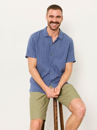 Fat Face FatFace Bugle Denim Dark Blue Short Sleeve Shirt