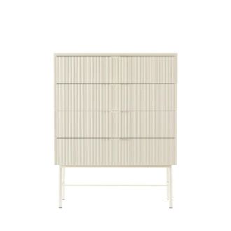 DRAWER C&oacute;moda de 4 cajones de madera y metal l79cm - crema