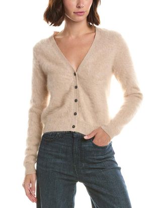 Sofiacashmere Sofiacashmere Brushed Cashmere Cropped 100% Cashmere Cardigan