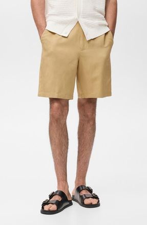 Mango Elastic Waist Shorts in Beige at Nordstrom, Size 31