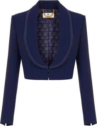 Elisabetta Franchi Peplum Jas - Dames - Blazers - Blauw - S - Polyester - Jassen