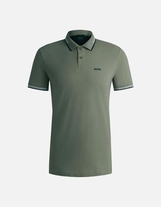 HUGO BOSS Mens Hugo Boss Mens Grey Paul Polo Shirt - Green - Size: 40